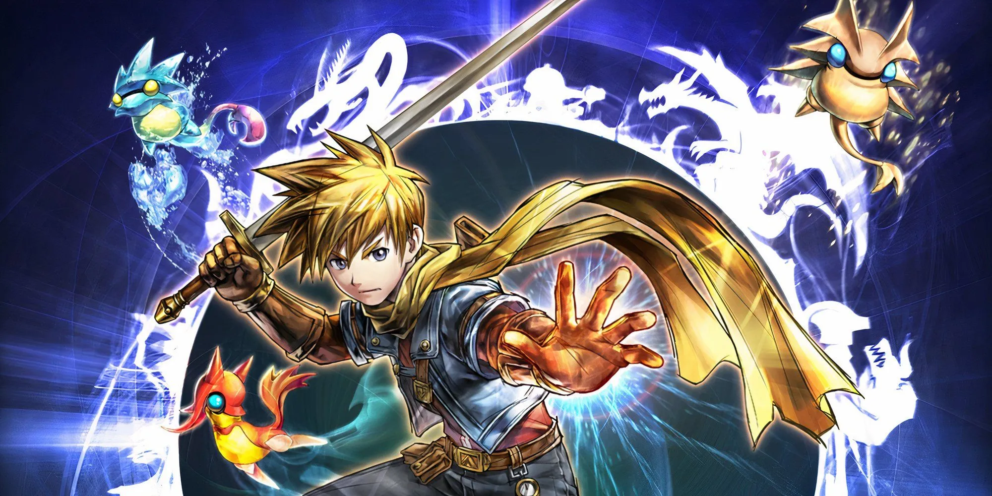 Hình ảnh quảng bá game Golden Sun: Dark Dawn, một tựa game nhập vai nổi bật trên hệ máy Game Boy Advance.