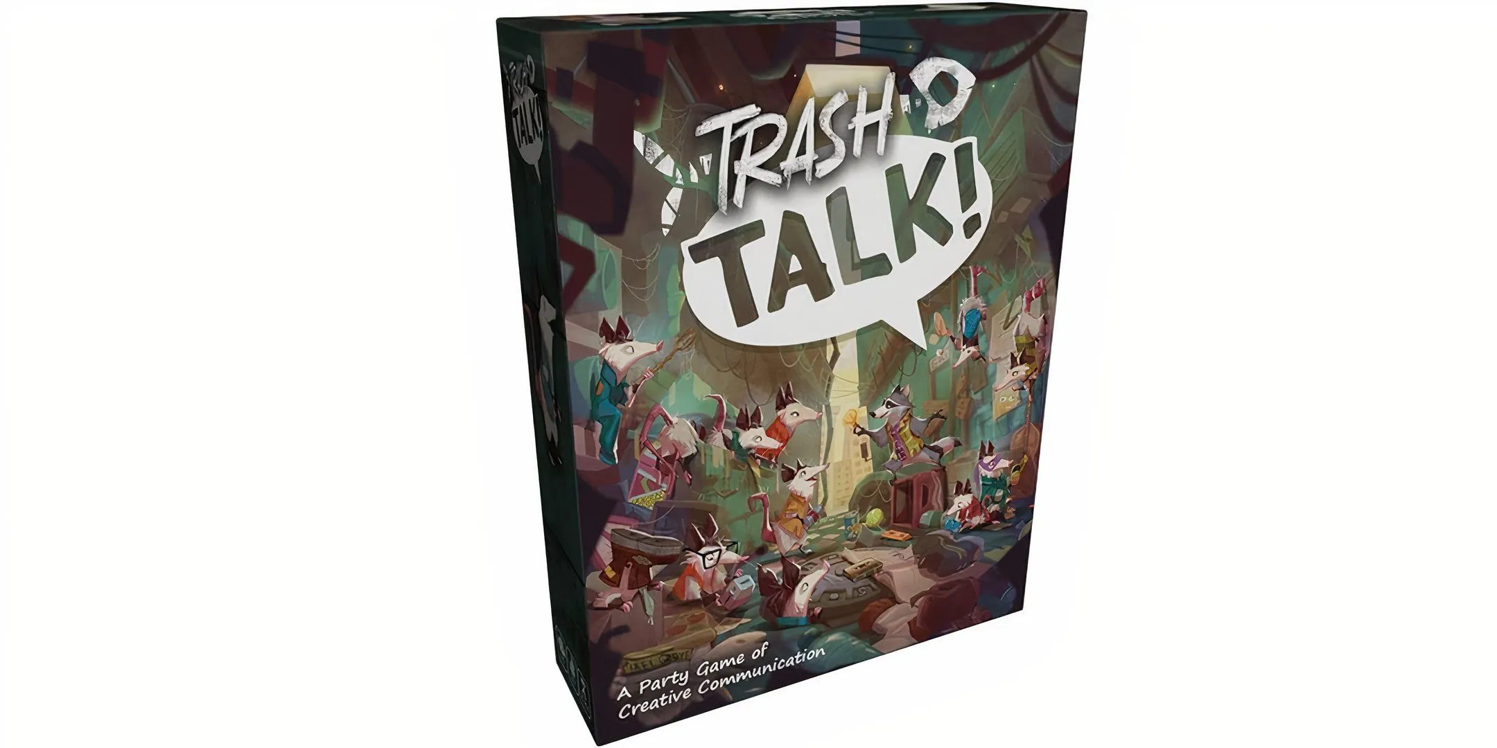 Hộp board game Trash Talk với hình ảnh những chú gấu mèo tinh nghịch trong bãi rác, gợi ý về game liên tưởng đồ vật