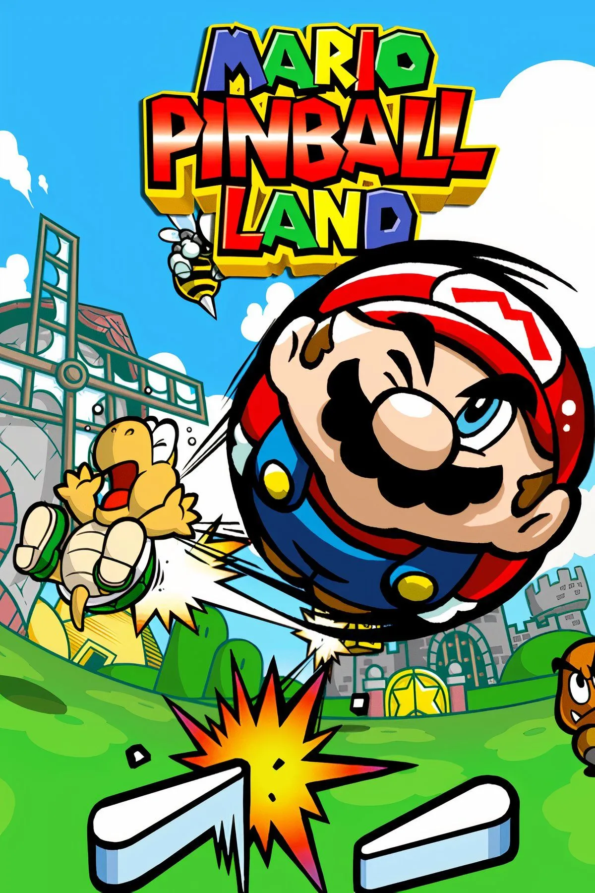 Mario ở dạng quả bóng pinball trong gameplay Mario Pinball Land trên Game Boy Advance