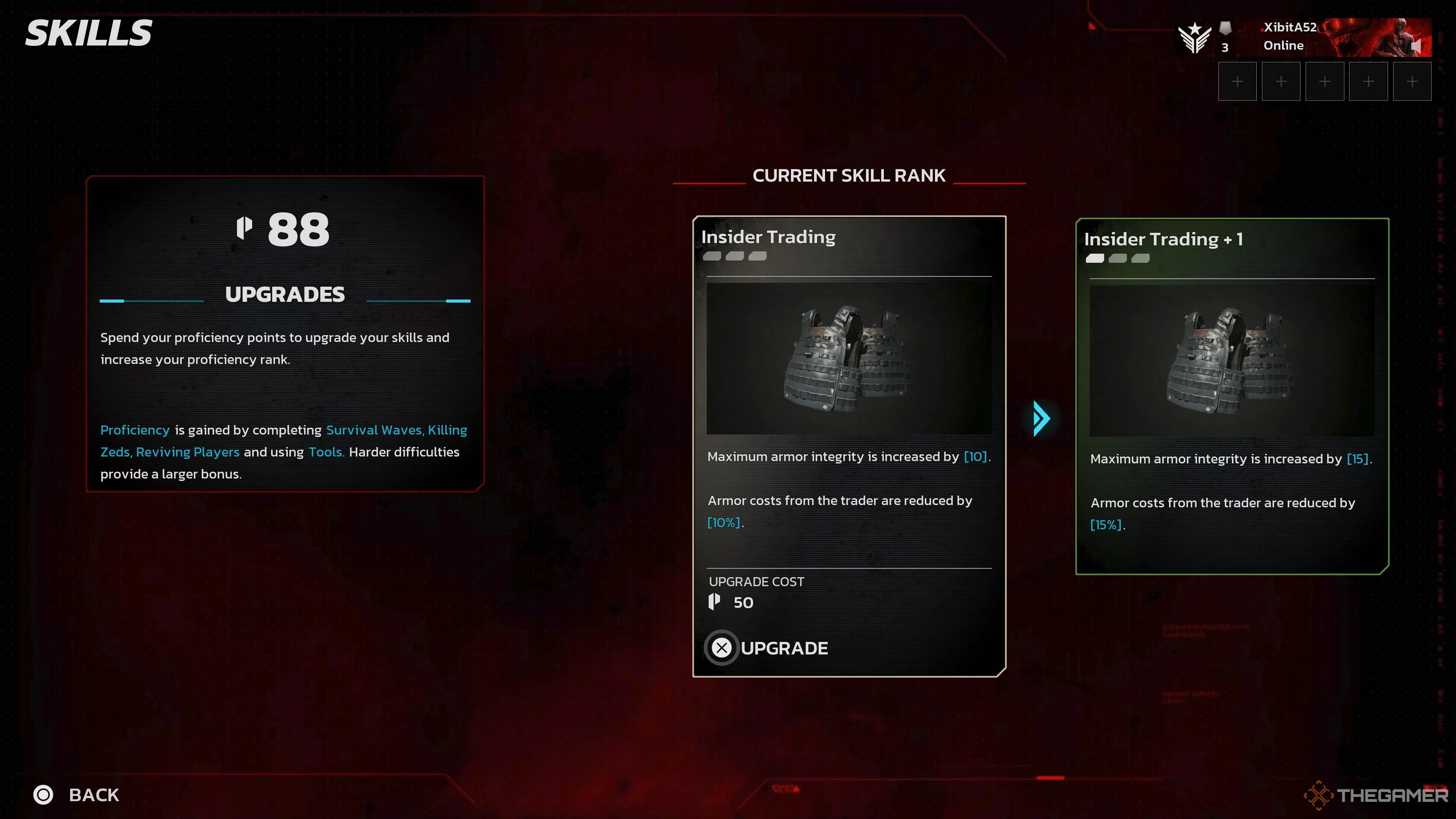 Nâng cấp kỹ năng Insider Trading trong cây kỹ năng của Chuyên Gia (Specialist) trong Killing Floor 3.