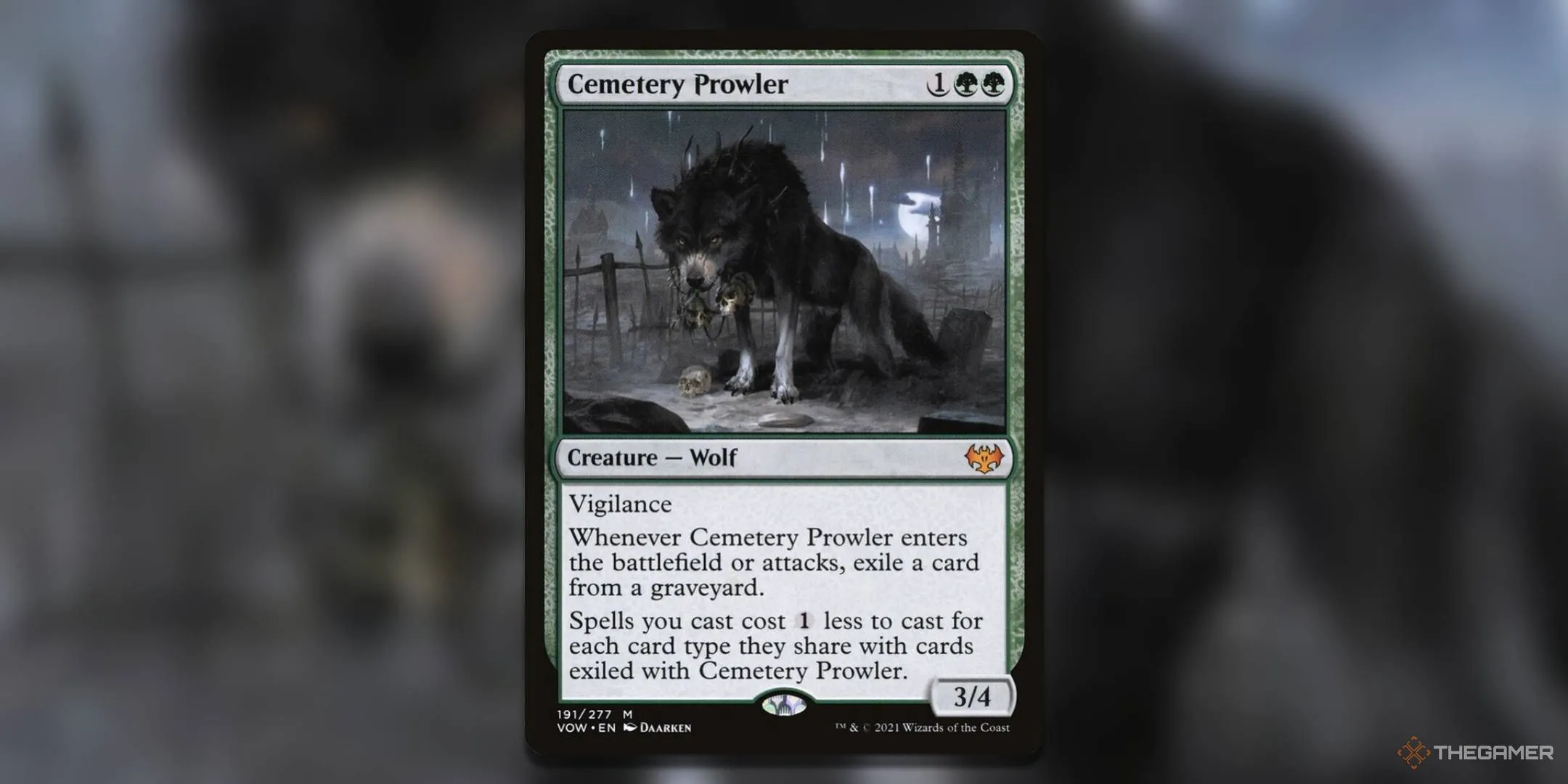 Thẻ bài Cemetery Prowler trong Magic: The Gathering với hình minh họa sinh vật gớm ghiếc từ nghĩa địa.