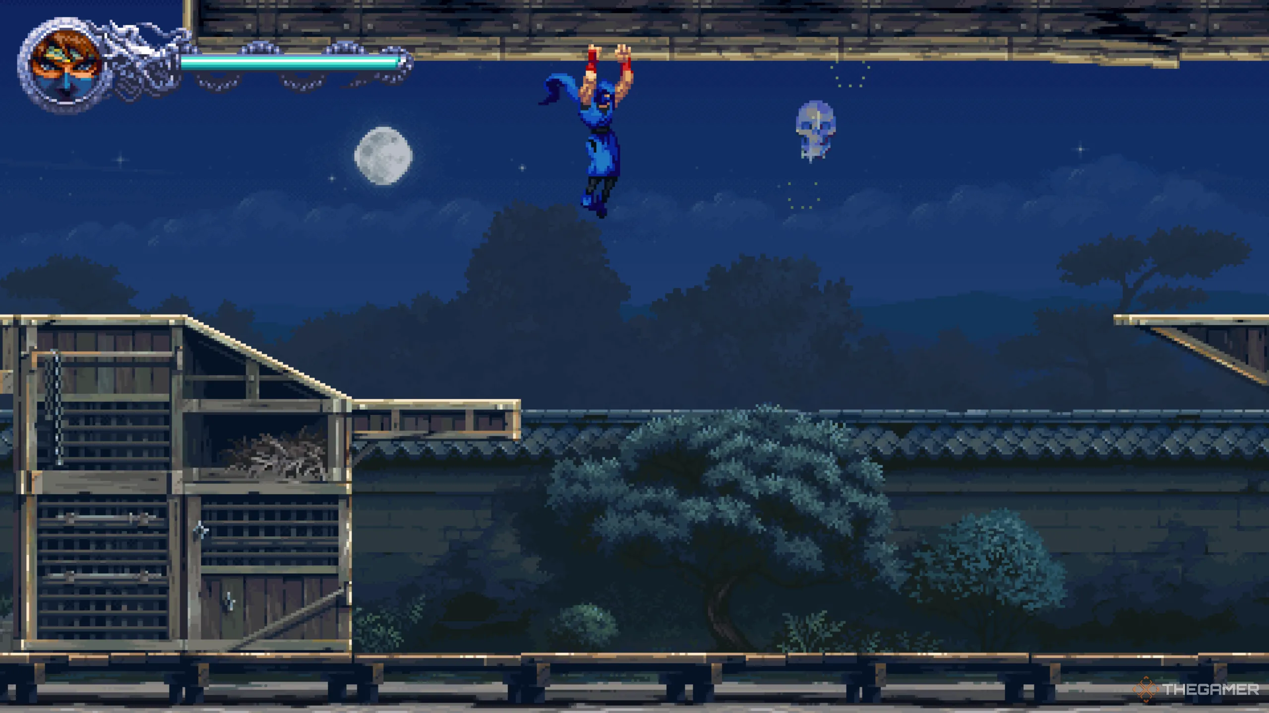 Vị trí Đầu Lâu Pha Lê duy nhất trong màn 1-1 Ryu’s Test của Ninja Gaiden: Ragebound.