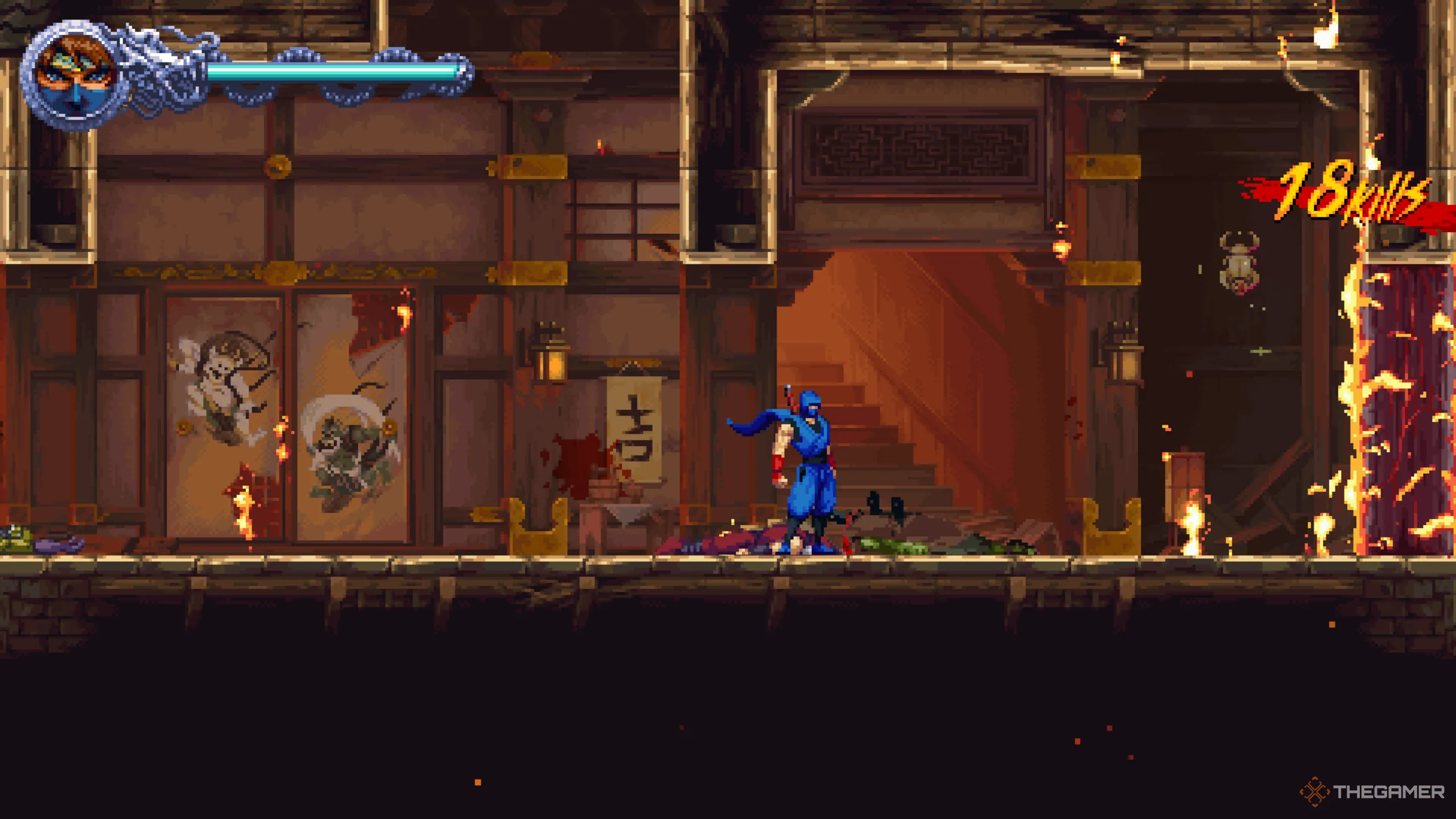 Vị trí Golden Scarab đầu tiên trong ngôi nhà tại màn 1-2 của Ninja Gaiden Ragebound