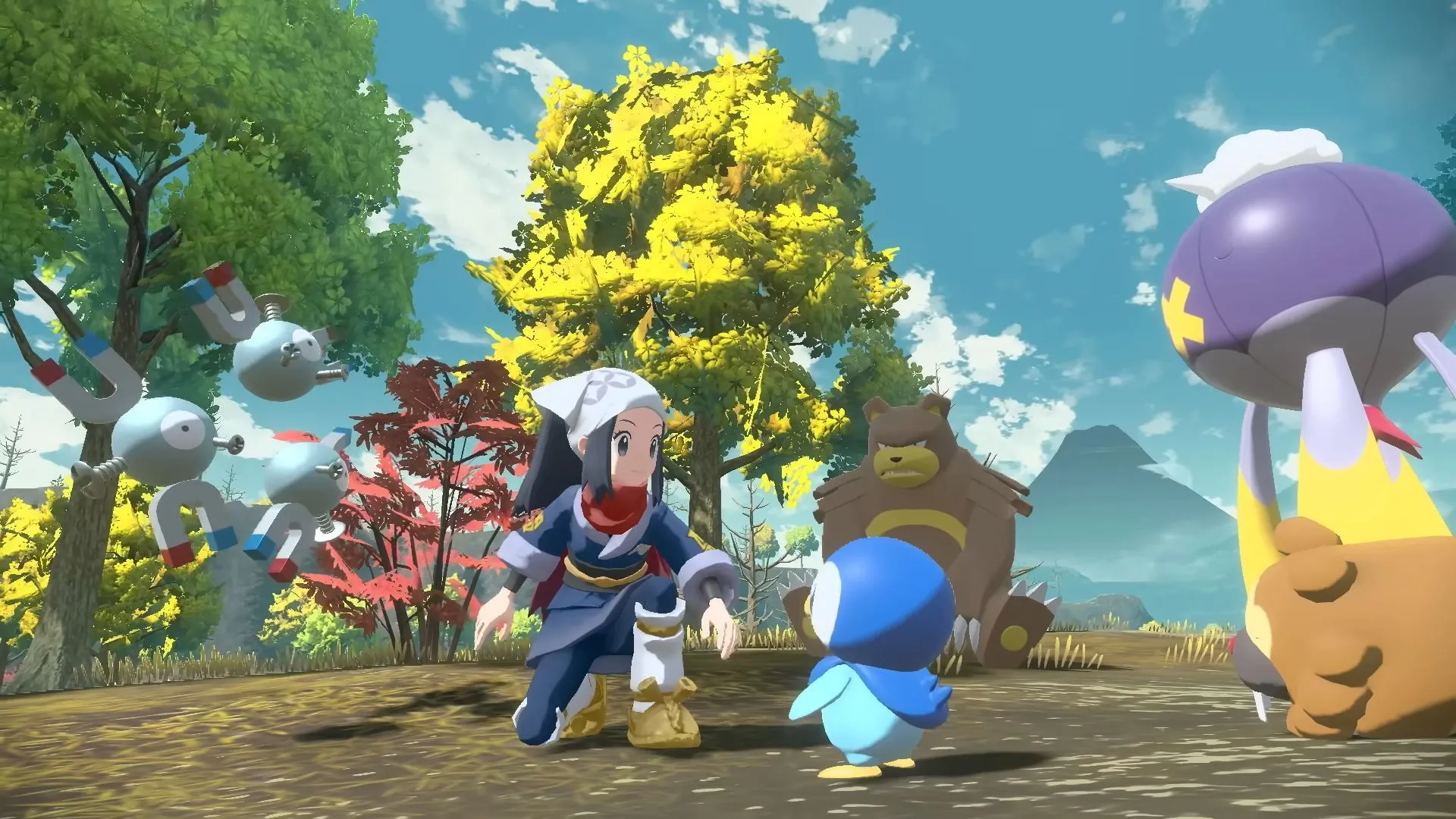 Akari tương tác với Pokemon hoang dã trong Pokemon Legends Z-A (ảnh minh họa gameplay hành động)