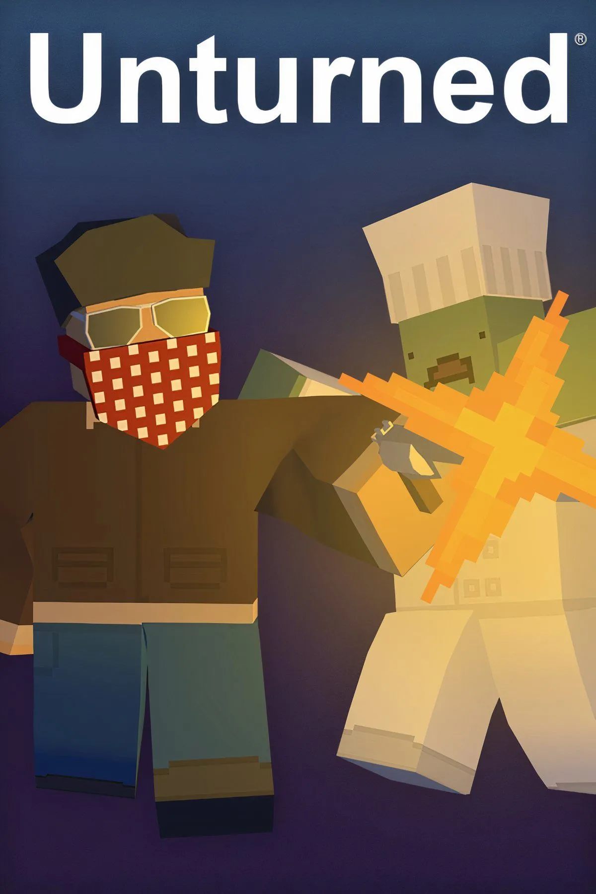 Ảnh bìa Unturned trên Steam, đồ họa blocky và chủ đề sinh tồn zombie