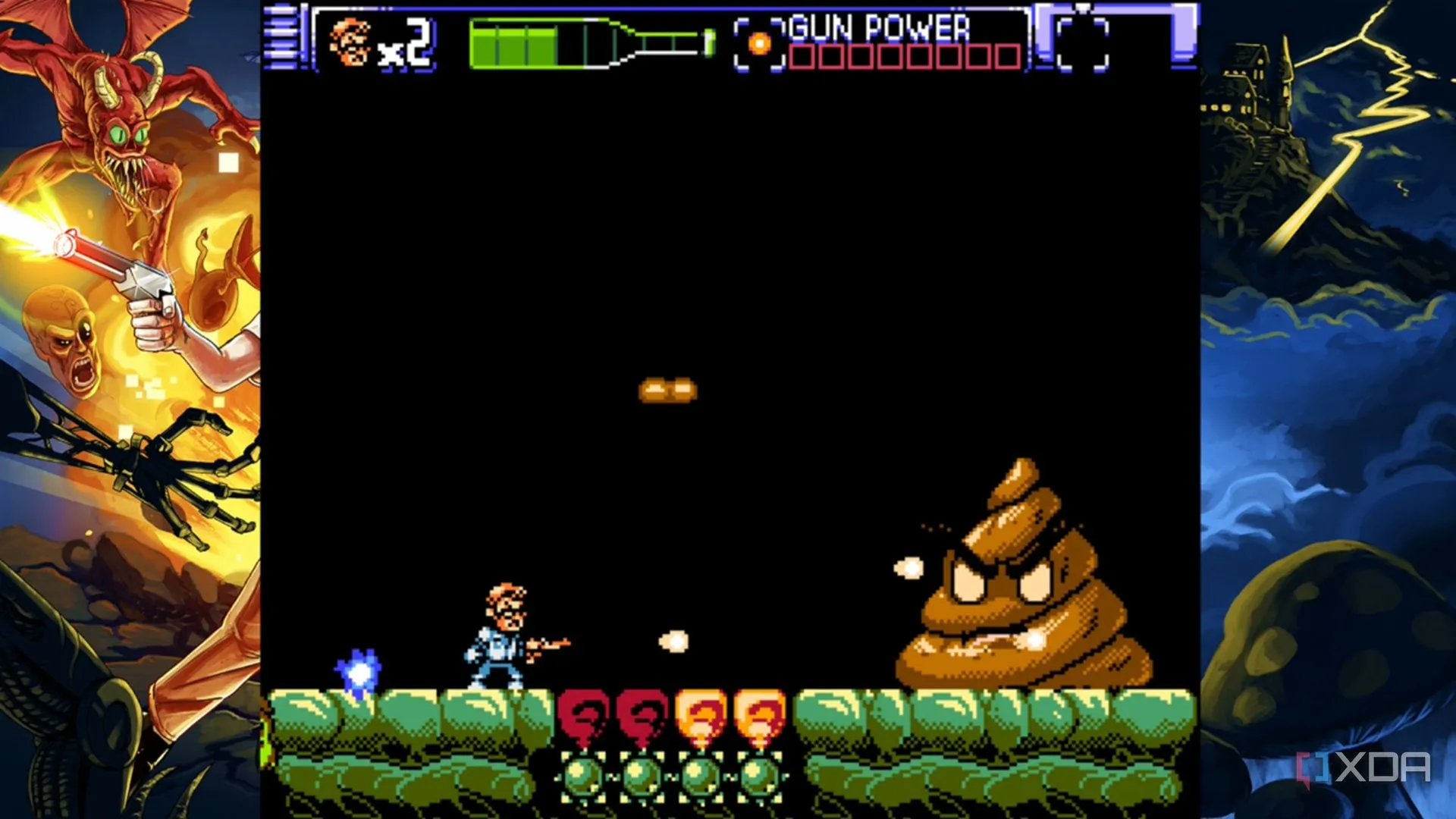 Ảnh chụp màn hình mini-boss trong Angry Video Game Nerd 8-Bit thể hiện sprite và nền 8-bit