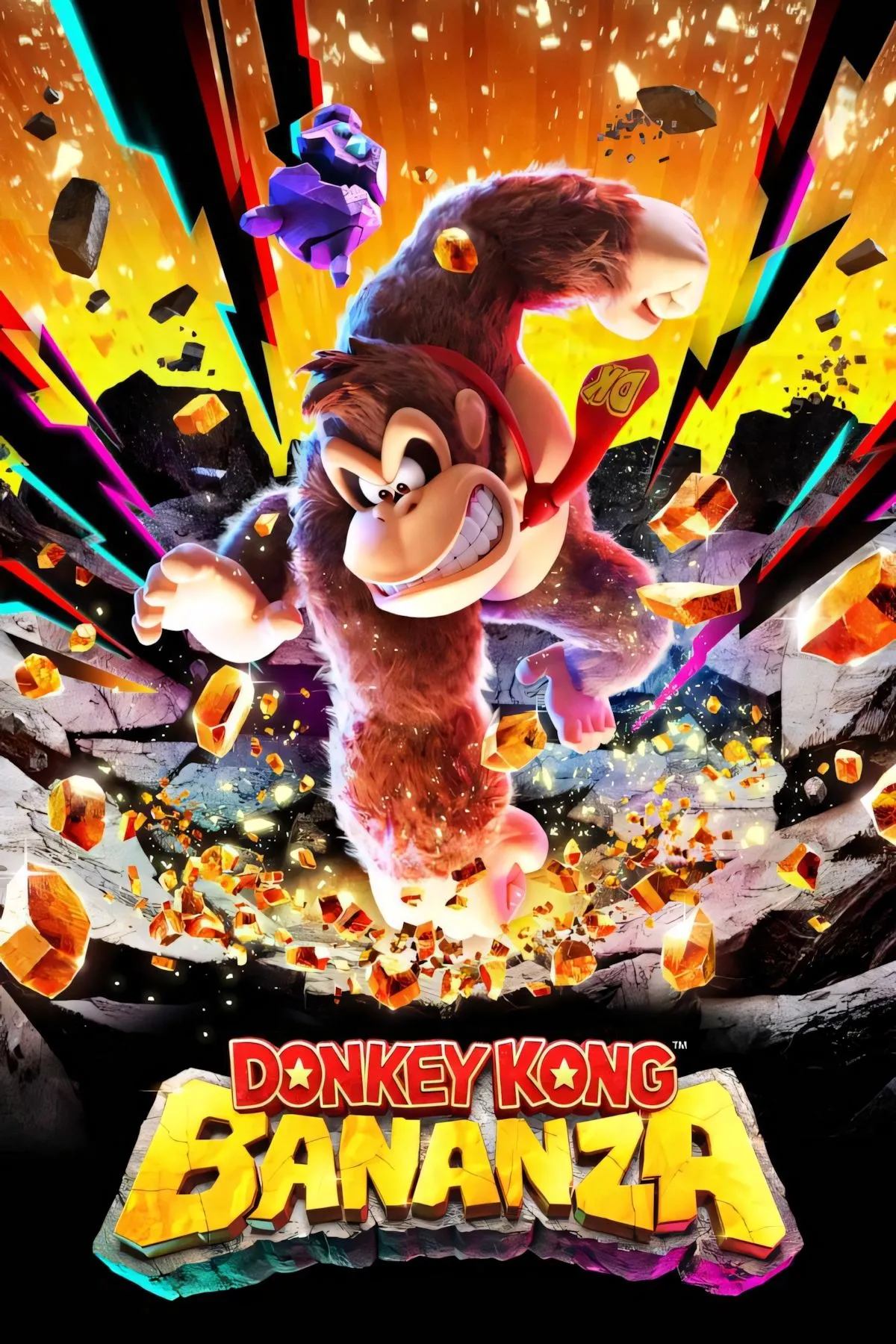 Artwork Donkey Kong Bananza, DK phá hủy địa hình trong biome biển và hang động trên Switch 2