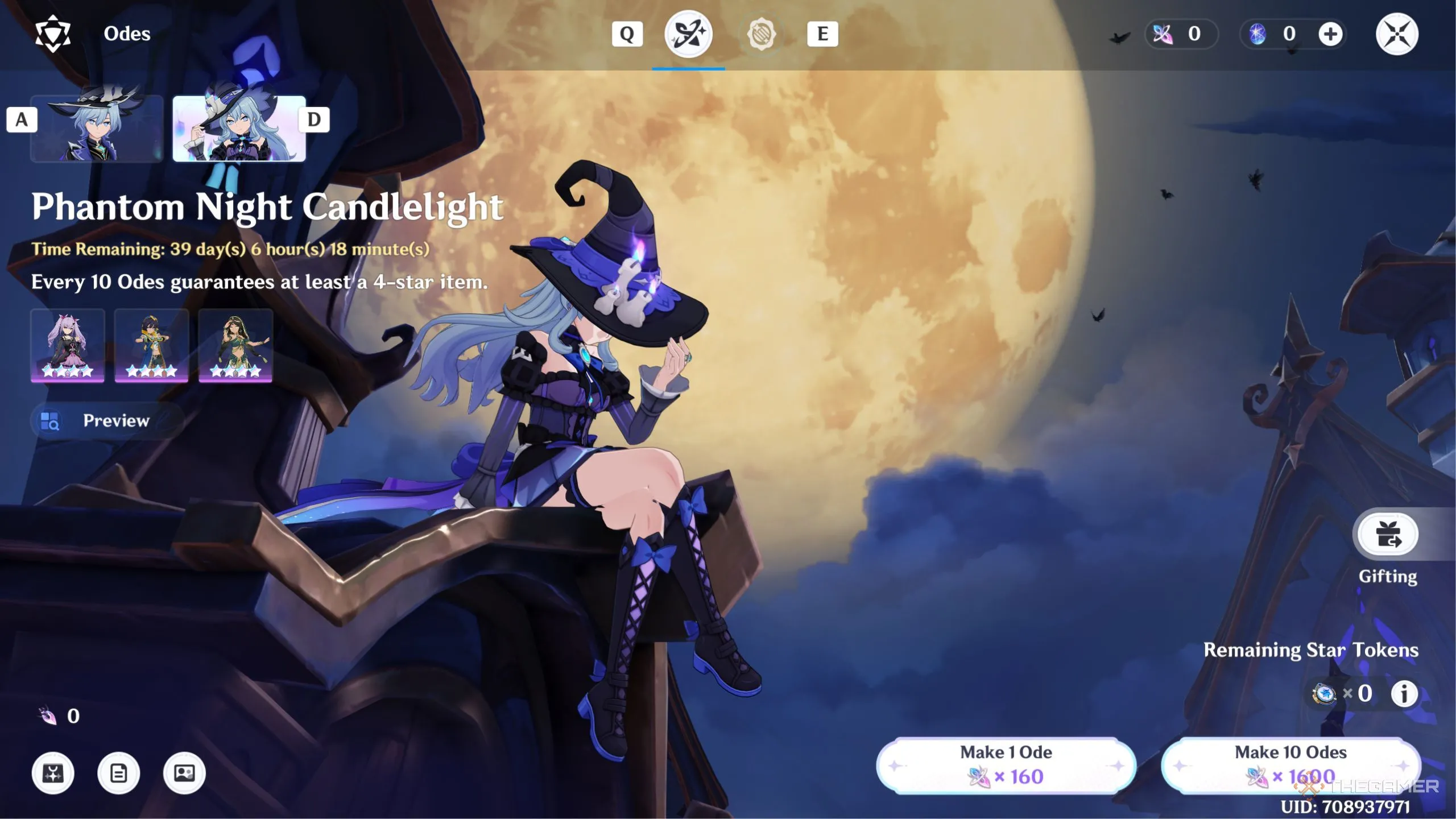 Banner Phantom Night Candlelight trong Miliastra Wonderland hiển thị trang phục giới hạn