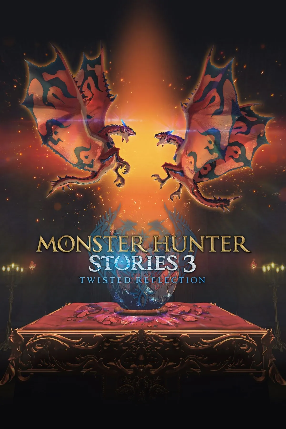 Bìa game Monster Hunter Stories 3 với thiết kế đầy màu sắc và quái thú nổi bật