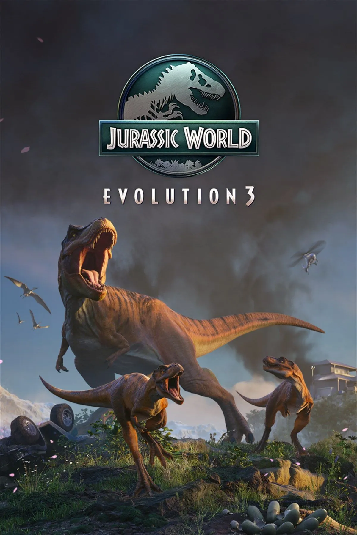 Bìa trò chơi Jurassic World Evolution 3 — tham khảo hình ảnh game và hệ thống quản lý công viên