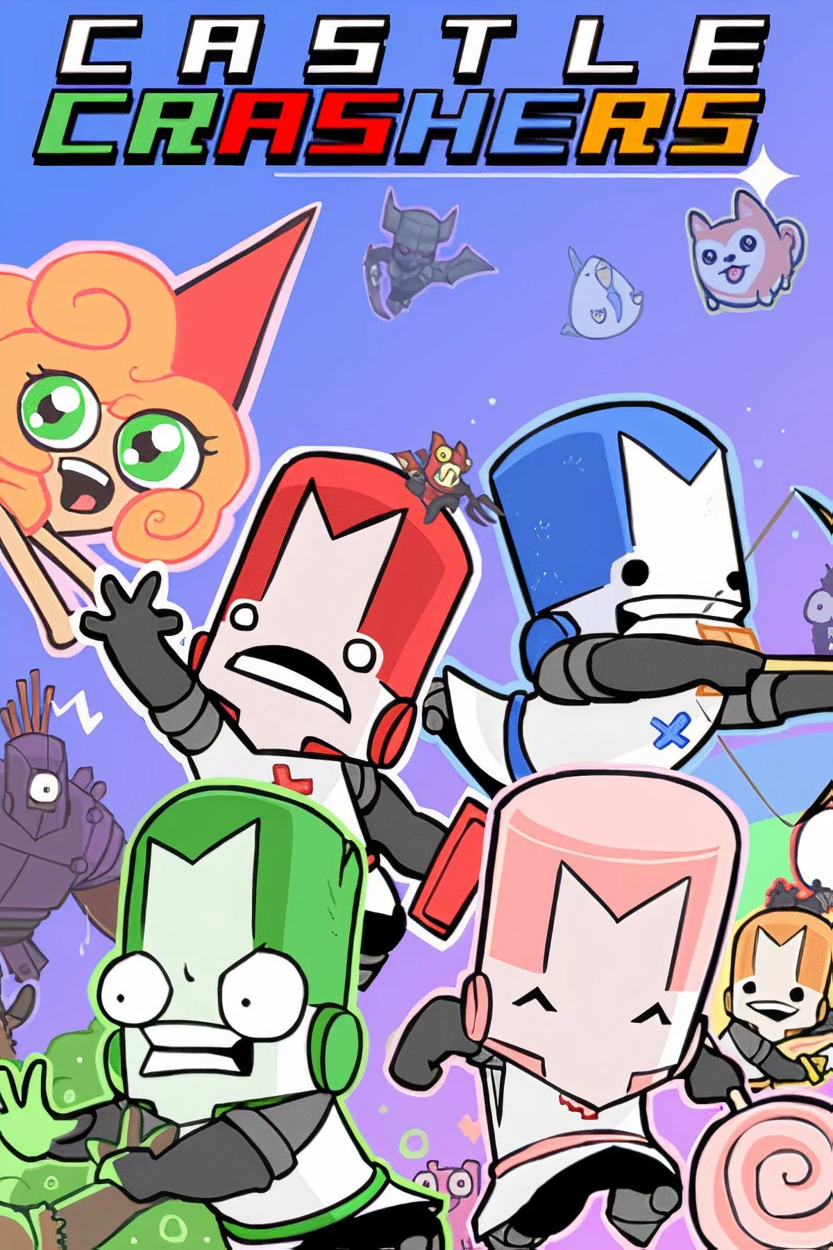 Castle Crashers – cover art truyền thống với phong cách hoạt họa màu sắc rực rỡ