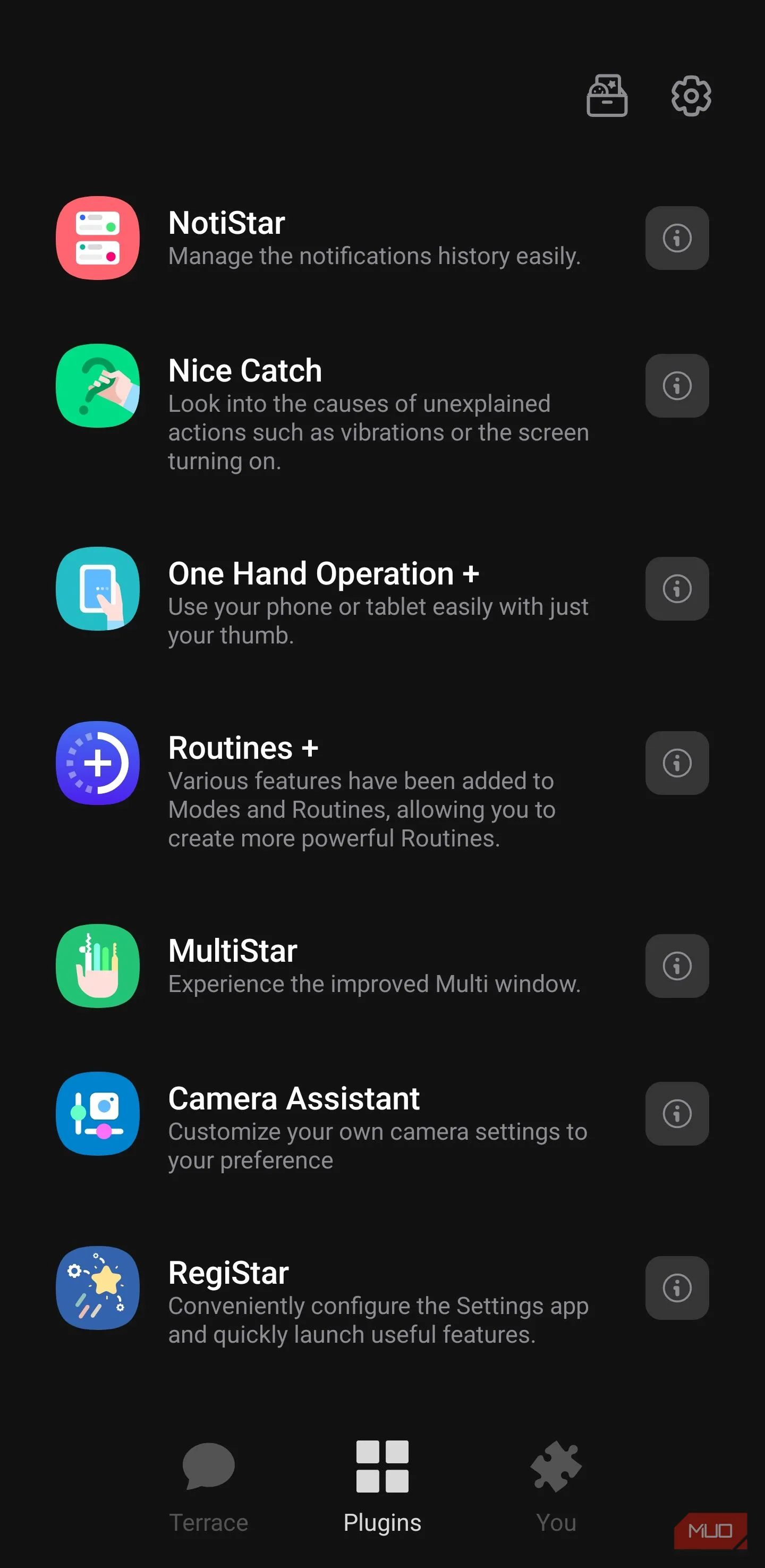 Danh sách plugin Good Lock với One Hand Operation + và RegiStar