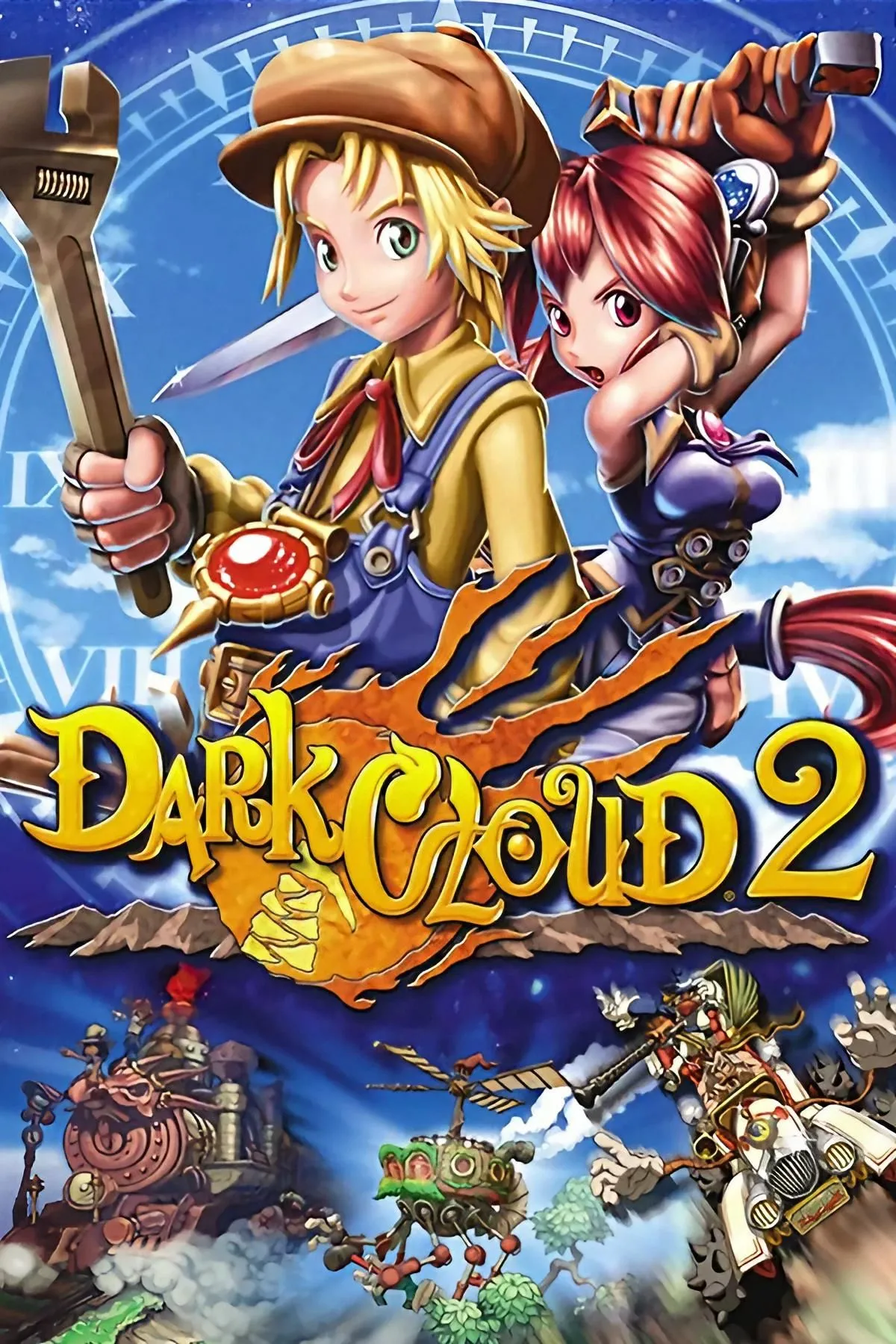 Dark Cloud 2 — artwork thể hiện yếu tố action RPG và xây dựng thị trấn