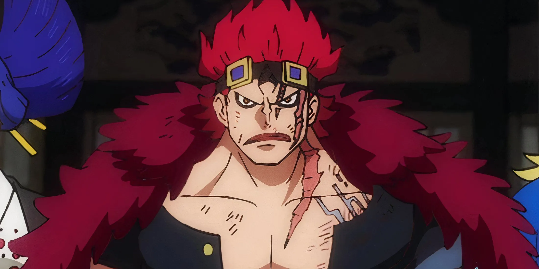 Eustass Kid nhìn chằm chằm — hiện đang sở hữu Jiki Jiki no Mi trong timeline hiện tại