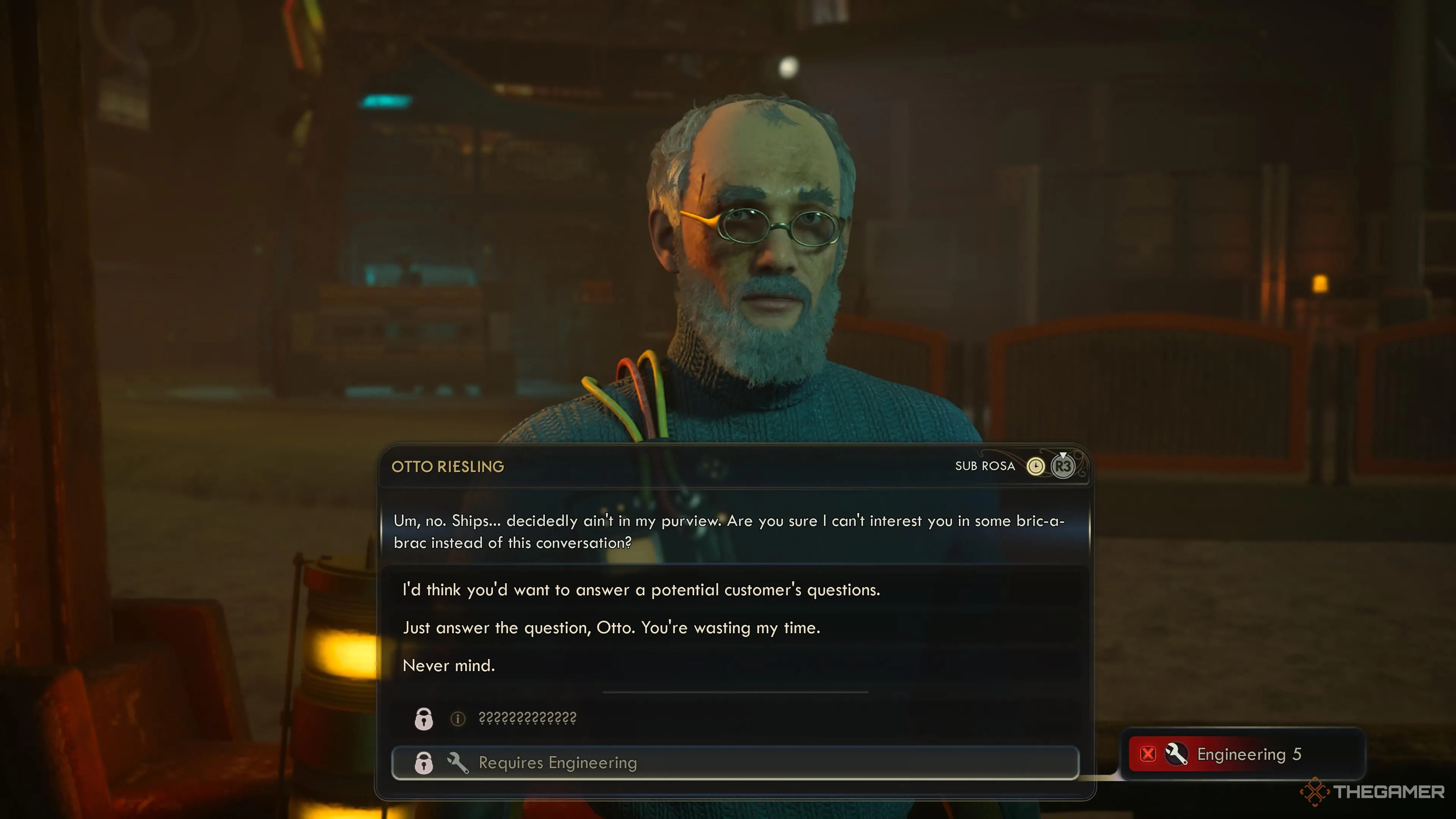 Gặp Otto ở khu bazaar của ACS Free Market trong The Outer Worlds 2