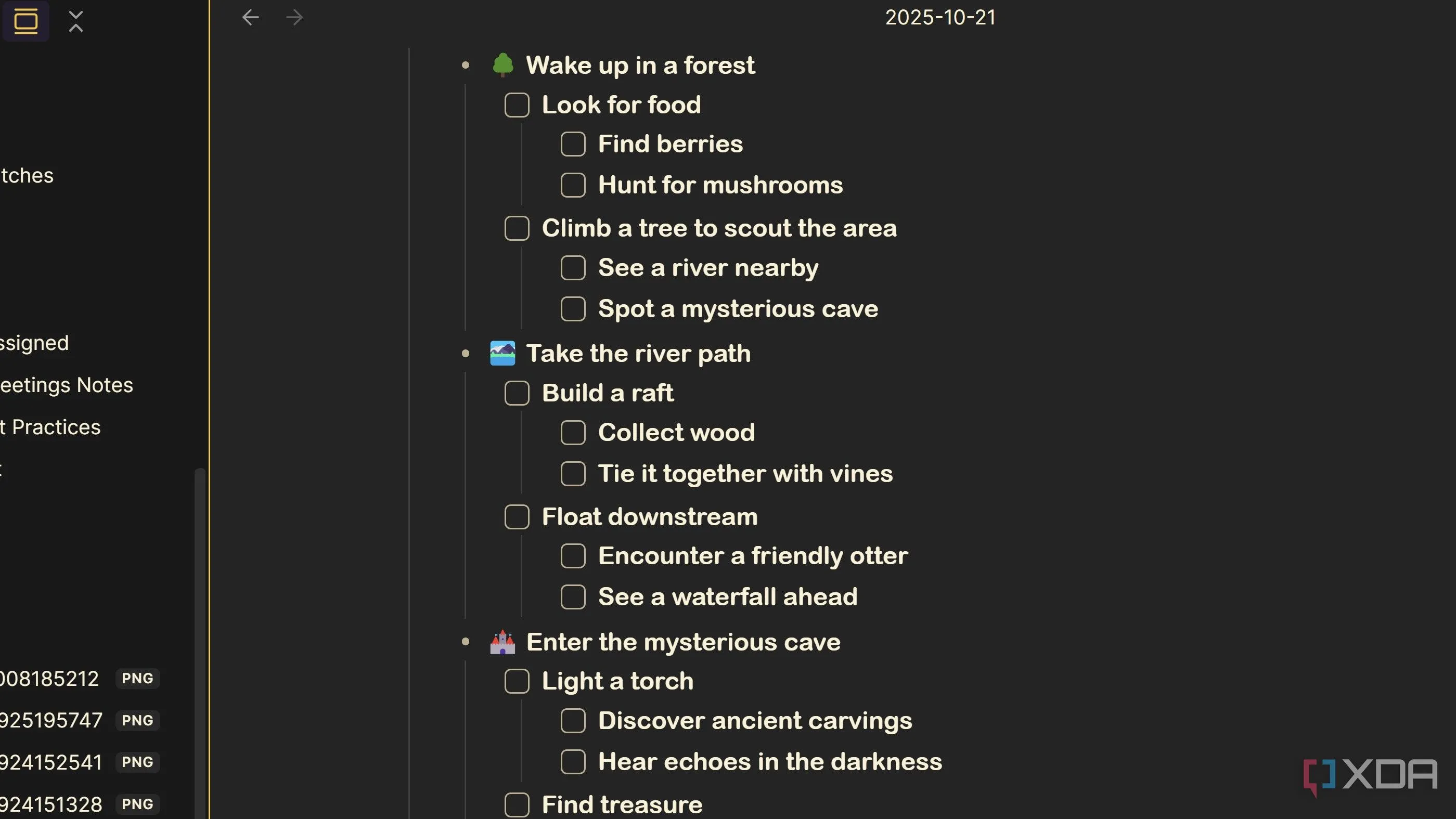 Ghi chú chuyến đi theo phong cách Outliner, minh họa giới hạn bố cục không gian và tư duy phi tuyến