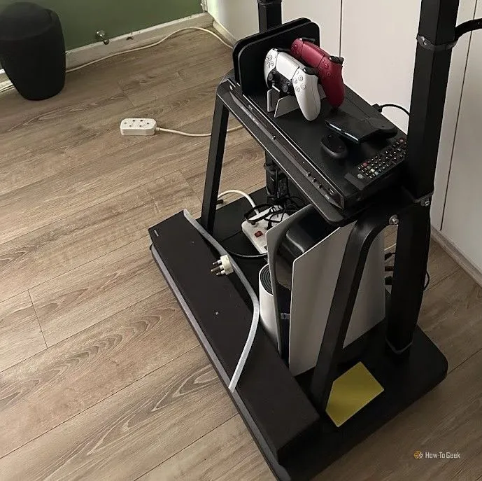 Giá đẩy AV không có TV, khay dưới để soundbar và phụ kiện.