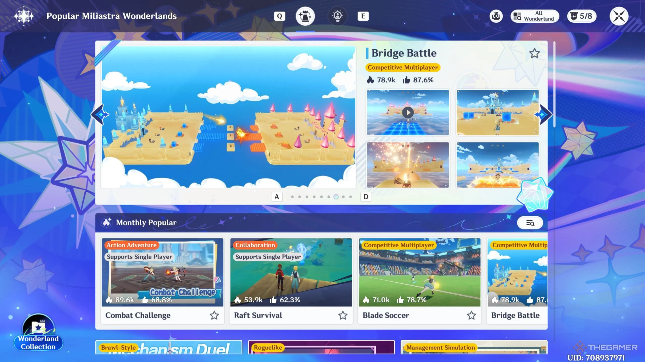 Giao diện Miliastra Wonderland hiển thị màn chơi trong game