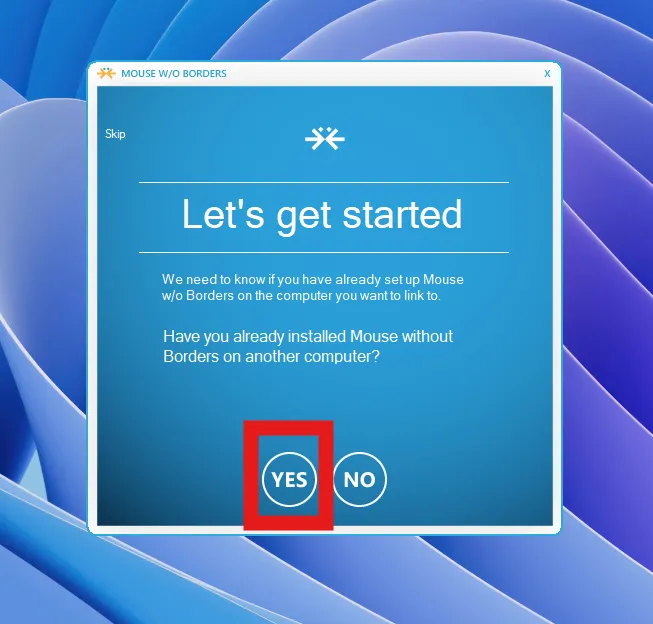 Hộp thoại nhập mã kết nối trong Mouse Without Borders, bước ghép nối hai máy bằng security code và tên máy
