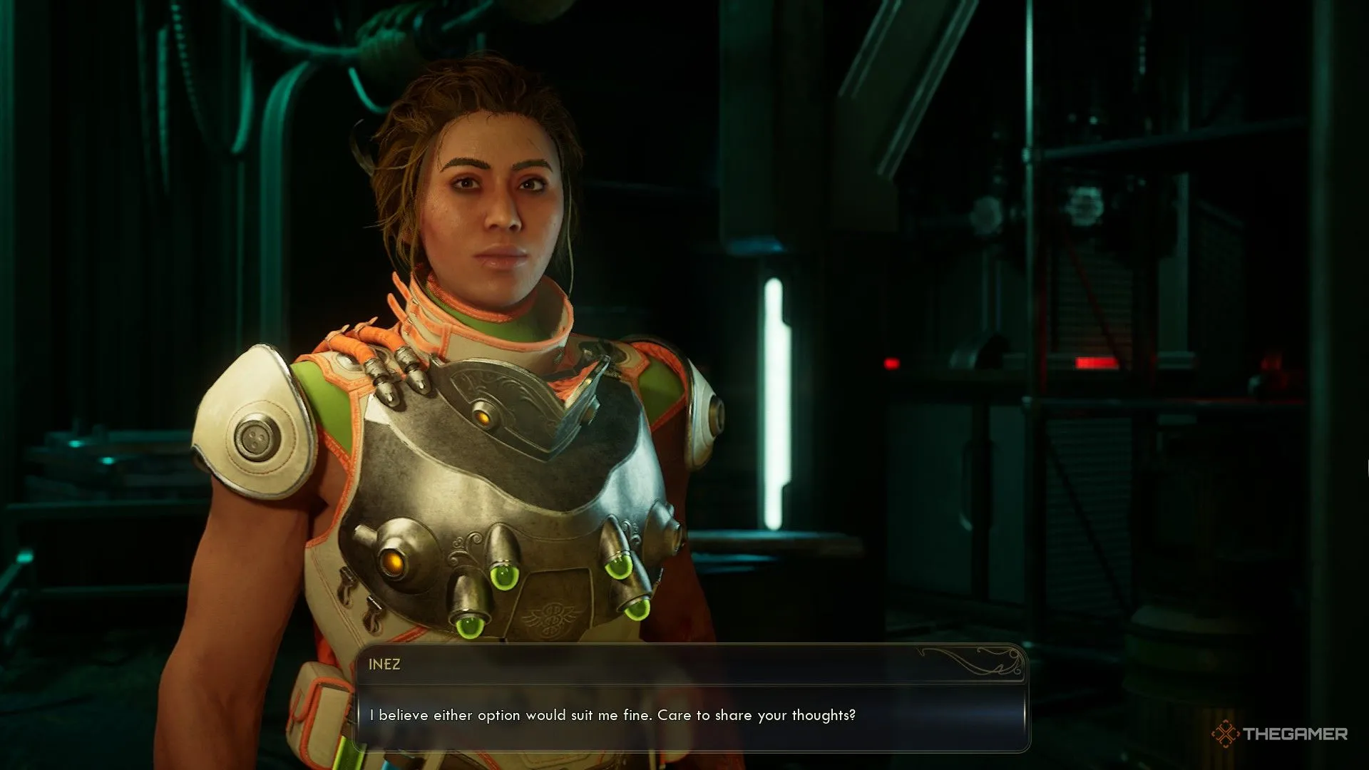 Inez hỏi người chơi nên lắp graft nào để nâng cấp khả năng chiến đấu của cô