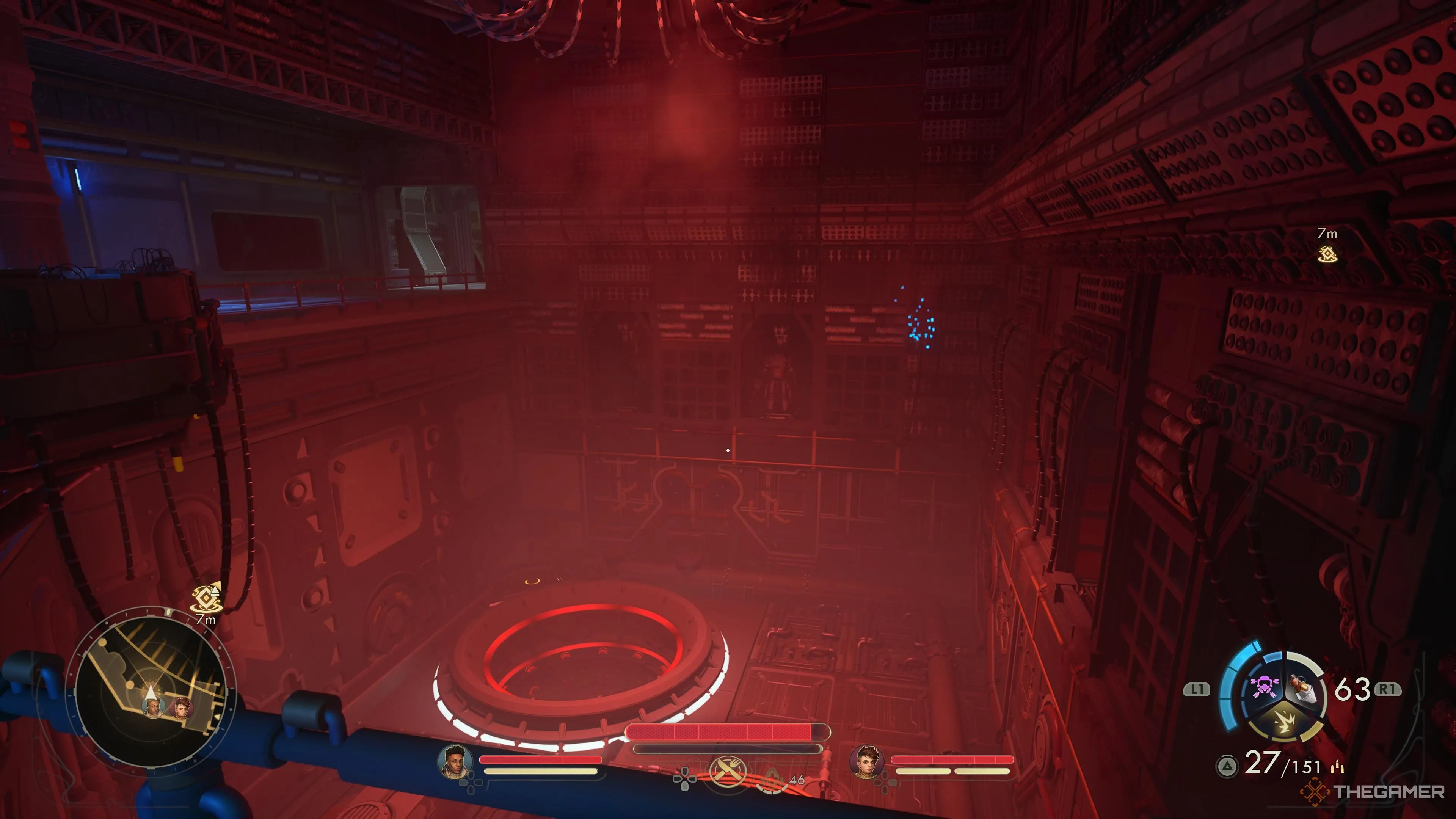 Khu vực nhiều sương đỏ và máy móc trong The Outer Worlds 2