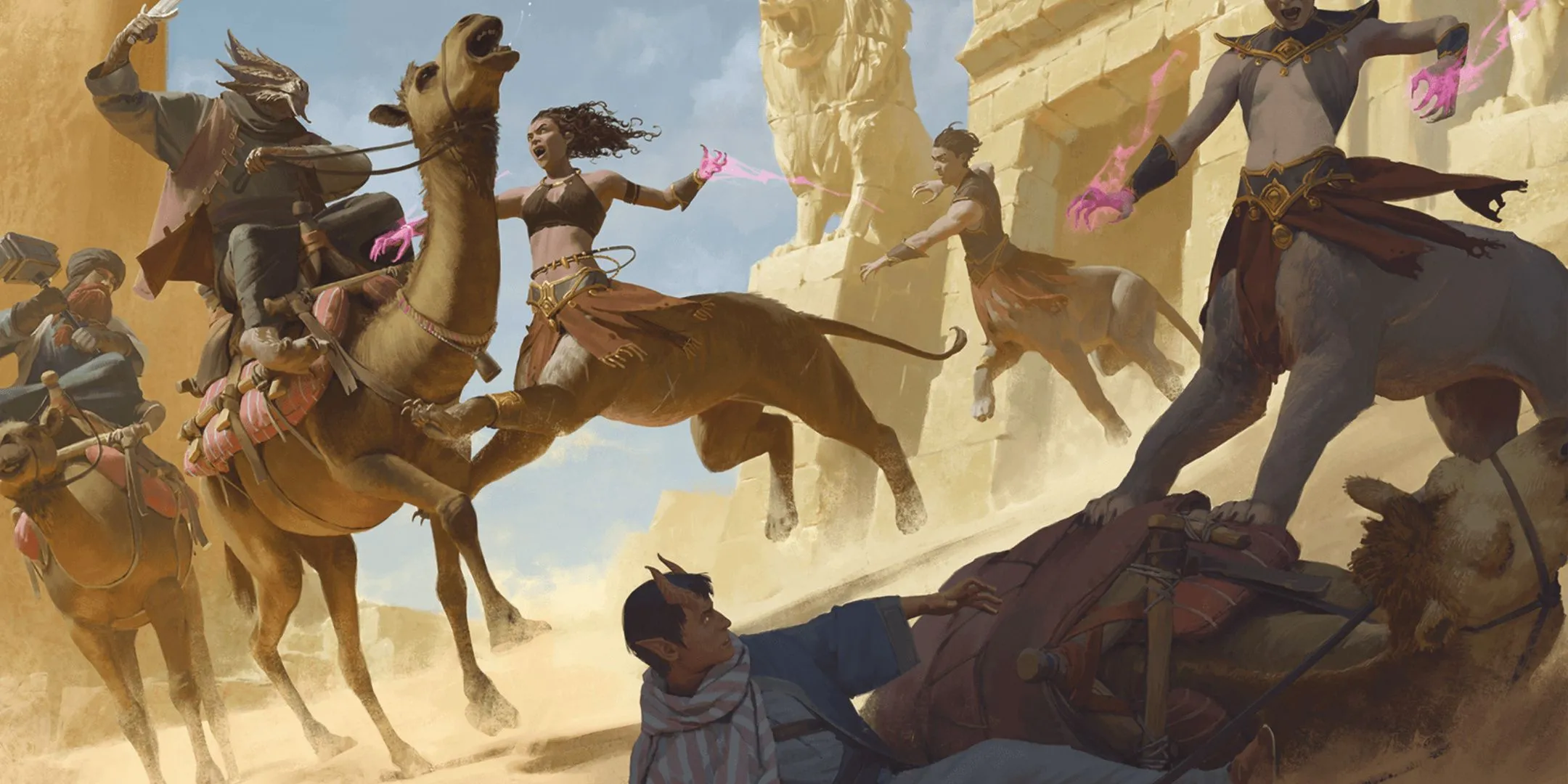 Lamia tấn công du khách với thân sư tử và tùy biến phép Disguise Self trong D&amp;D