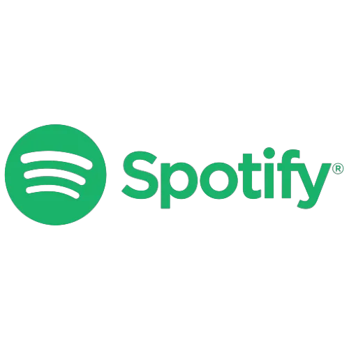 Logo Spotify màu xanh trên nền trong suốt, biểu tượng nhận diện thương hiệu dịch vụ stream nhạc