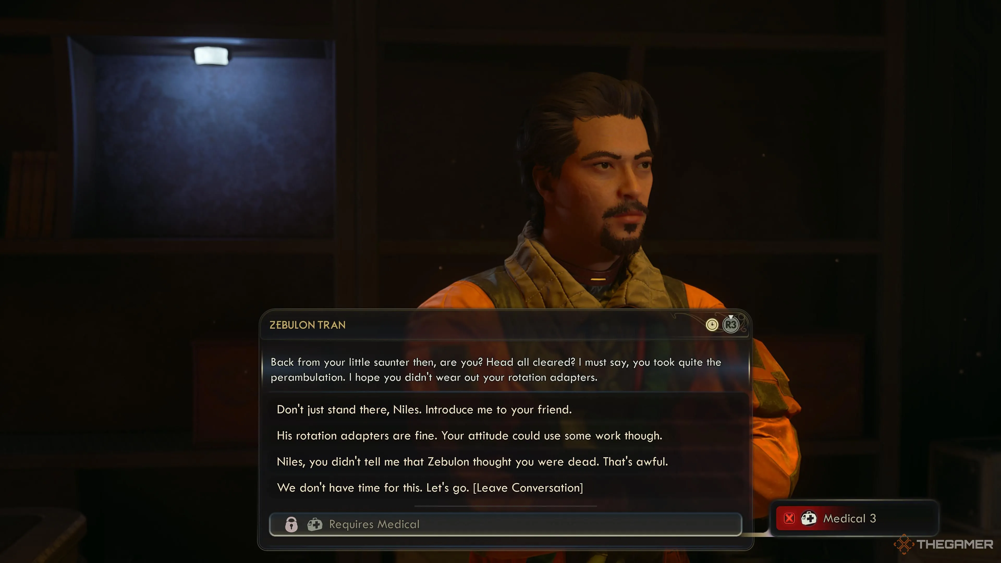 Lựa chọn đối thoại với Zebulon khi cố gắng hoà giải quá khứ giữa anh và Niles