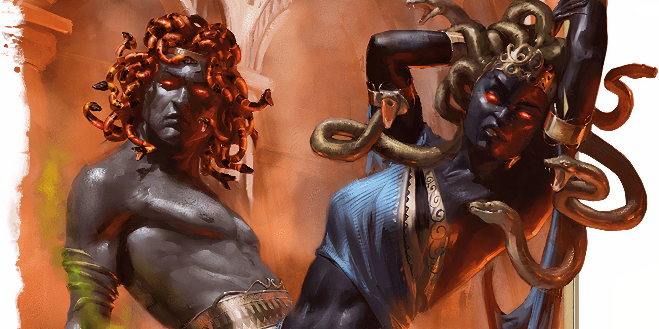 Medusa với tóc rắn và Petrifying Gaze có thể làm tê liệt hoặc hoá đá nạn nhân trong D&amp;D