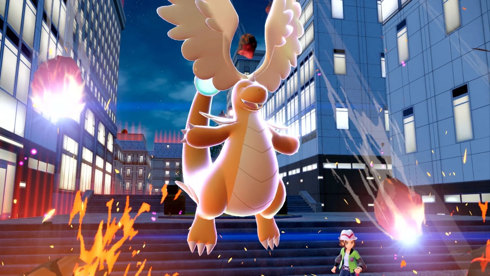 Mega Dragonite dùng Draco Meteor trong Pokémon Legends Z-A, thể hiện hệ Dragon/Flying và Special Attack cao
