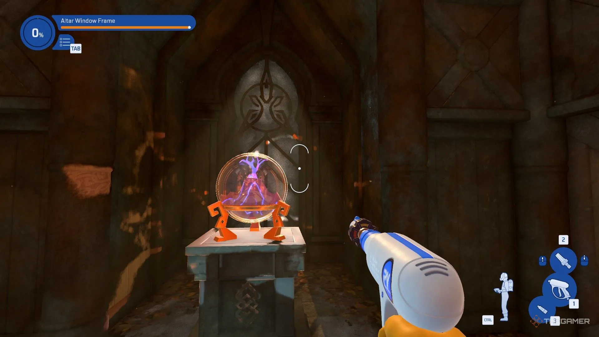 Quả cầu bí ẩn lấp lánh sau khi được làm sạch trong Temple Interior PowerWash Simulator 2