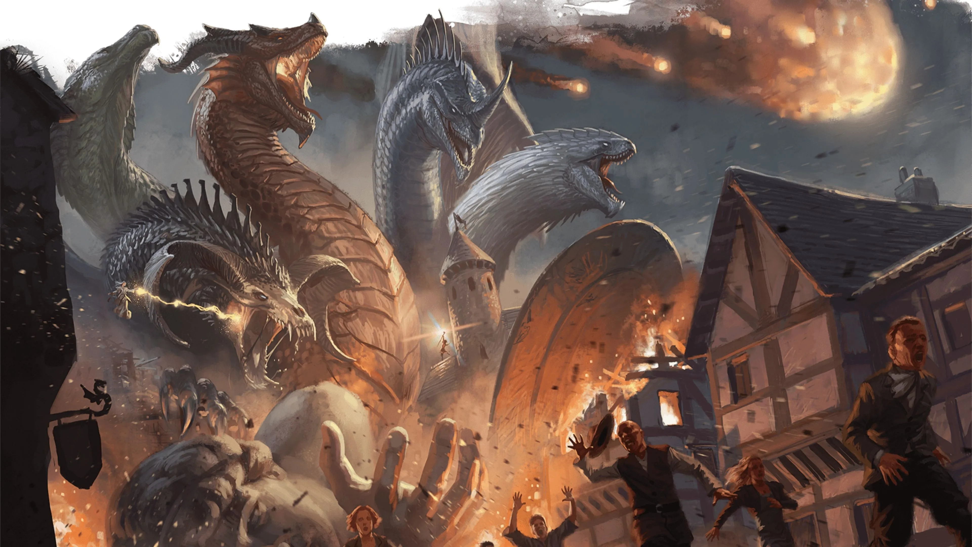 Tiamat tấn công Greyhawk — ví dụ về kẻ phản diện cấp vũ trụ phù hợp để kéo Bahamut vào cốt truyện.