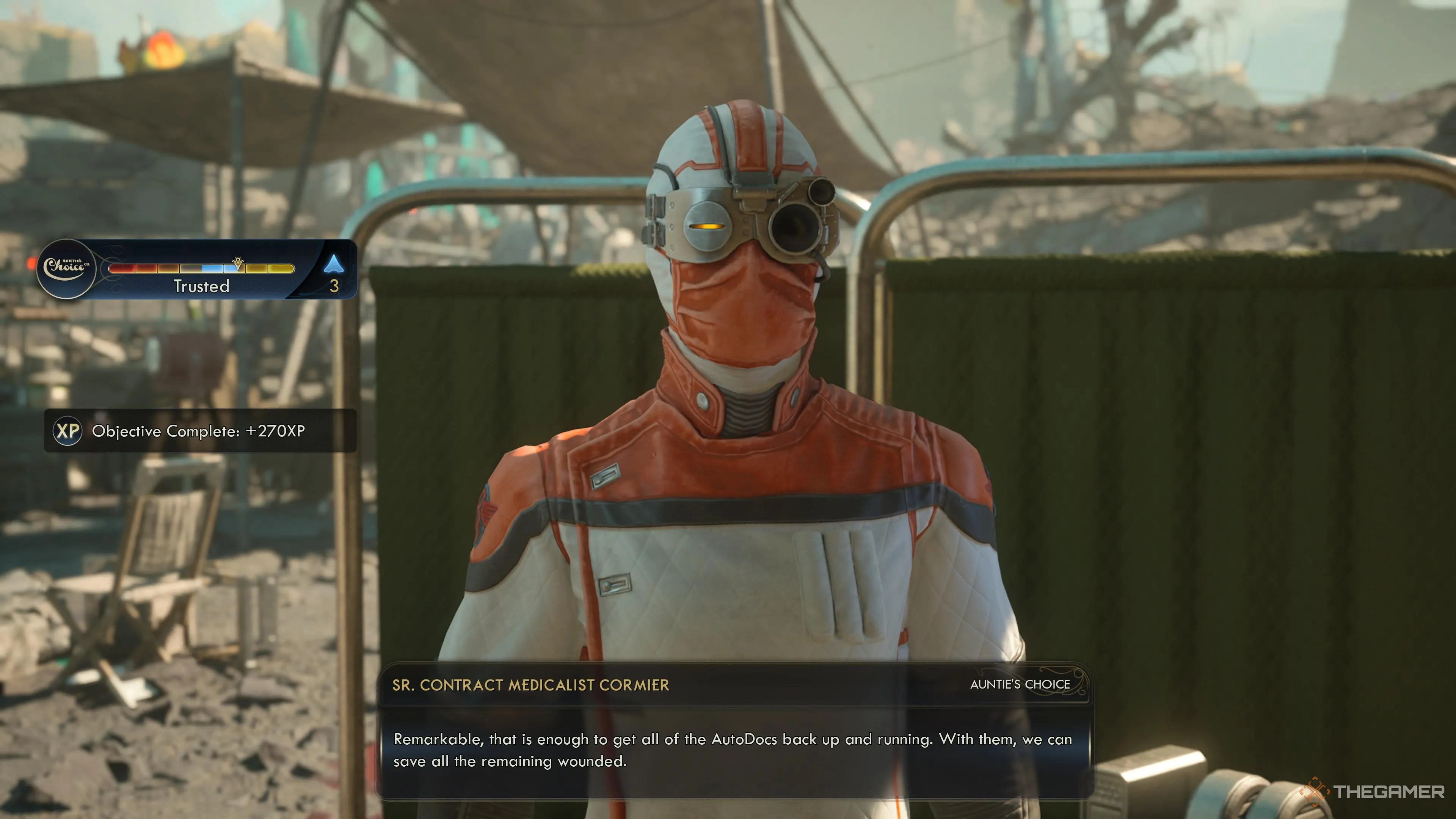 Trao đổi với y tá/tổ chức Auntie's Choice tại Outpost Opportunity để trả AutoDoc Compression Coil và nhận thưởng.