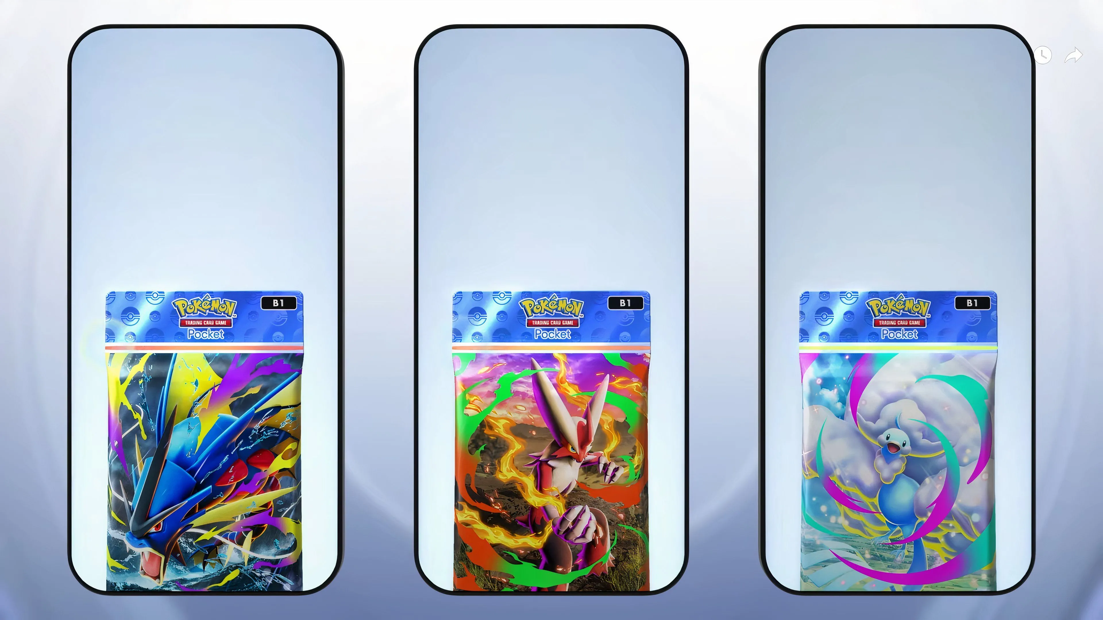 Túi booster vàng và các pack đã phát hành trước trong Pokemon TCG Pocket