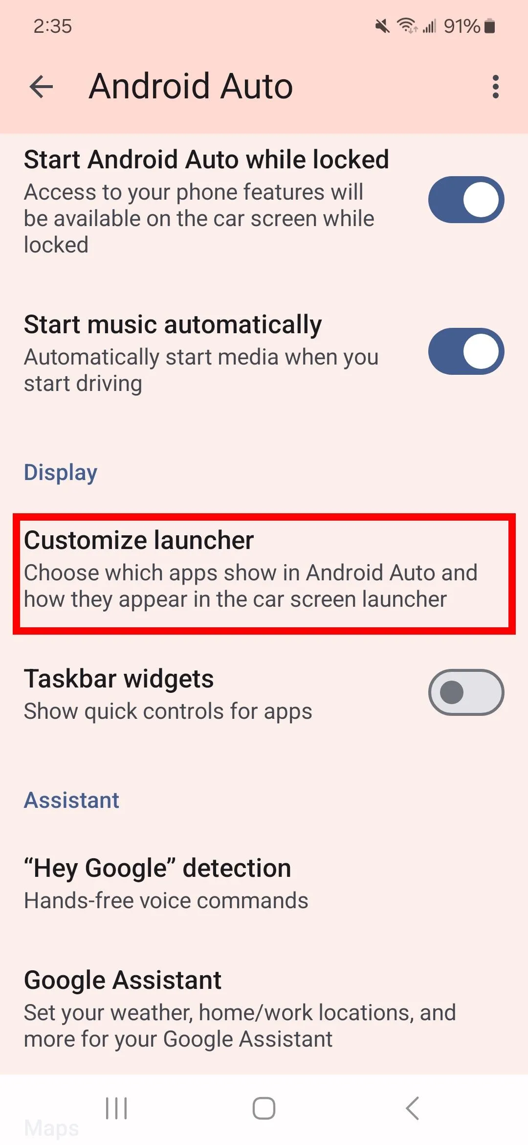 Tùy chỉnh launcher trong Android Auto để sắp xếp ứng dụng và thêm shortcut tác vụ trợ lý