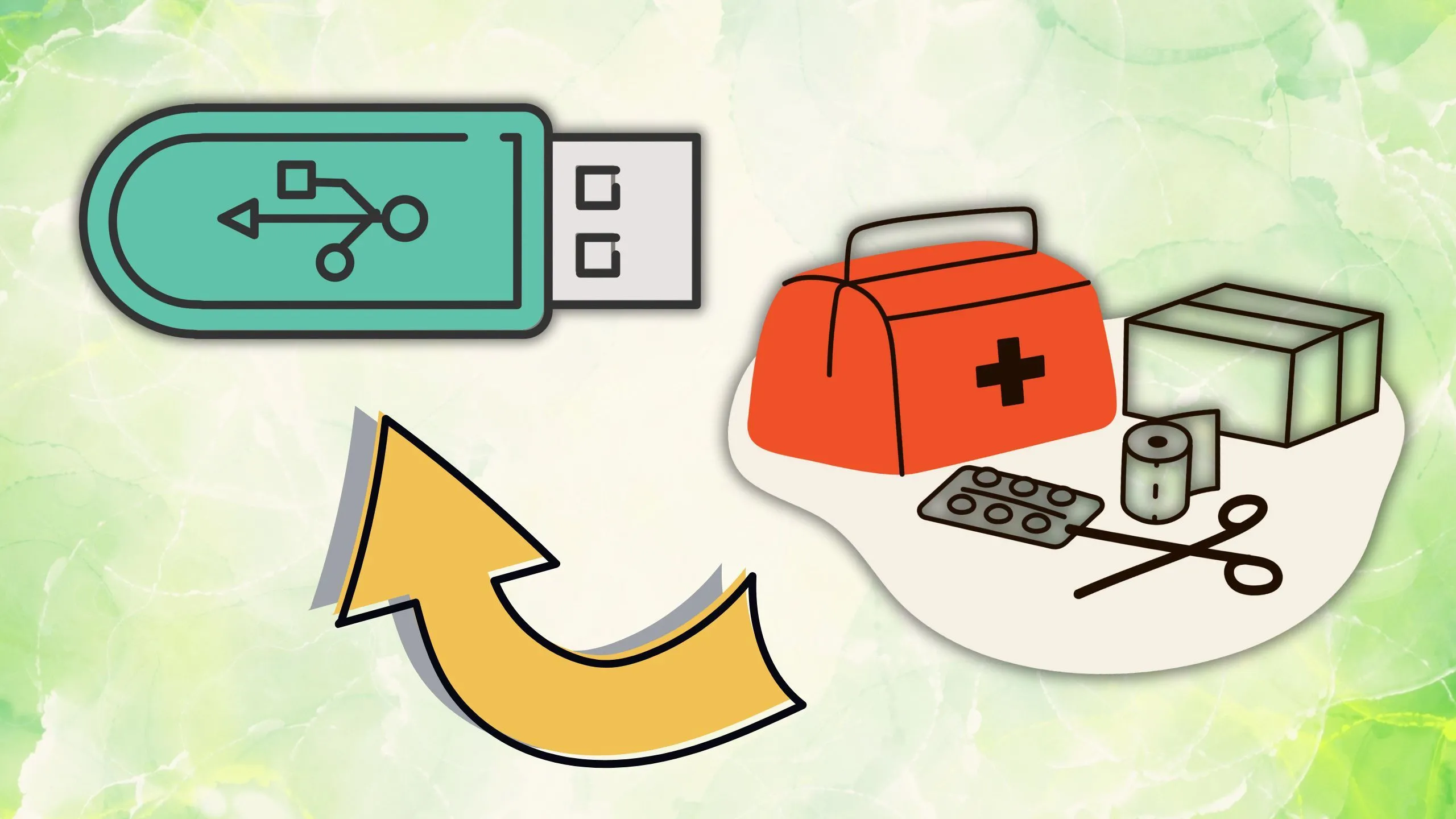 USB lưu hướng dẫn sơ cứu và thông tin y tế khẩn cấp, sẵn sàng truy cập offline