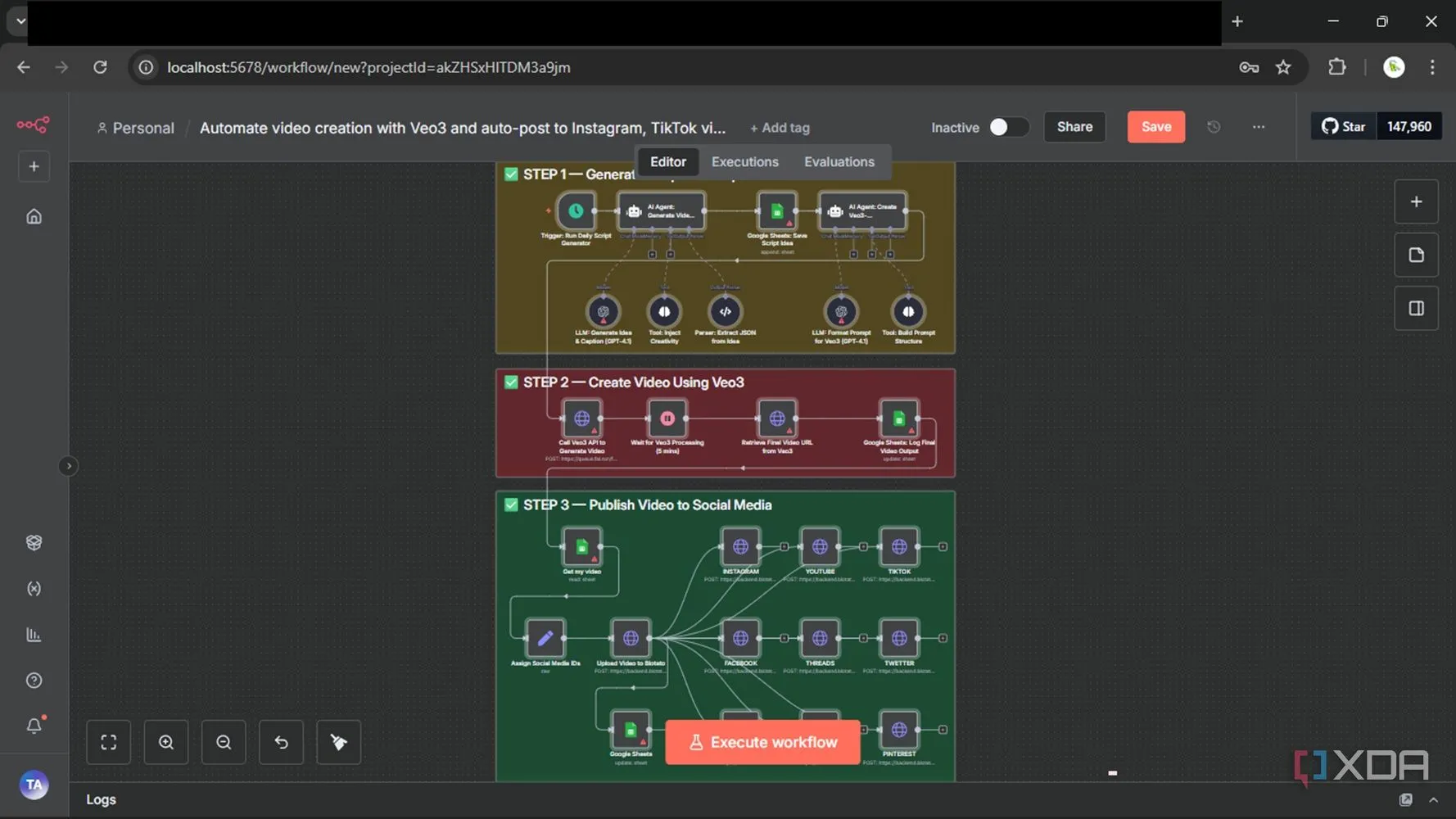 Ví dụ template n8n giúp tự động hoá quy trình đăng bài nhanh