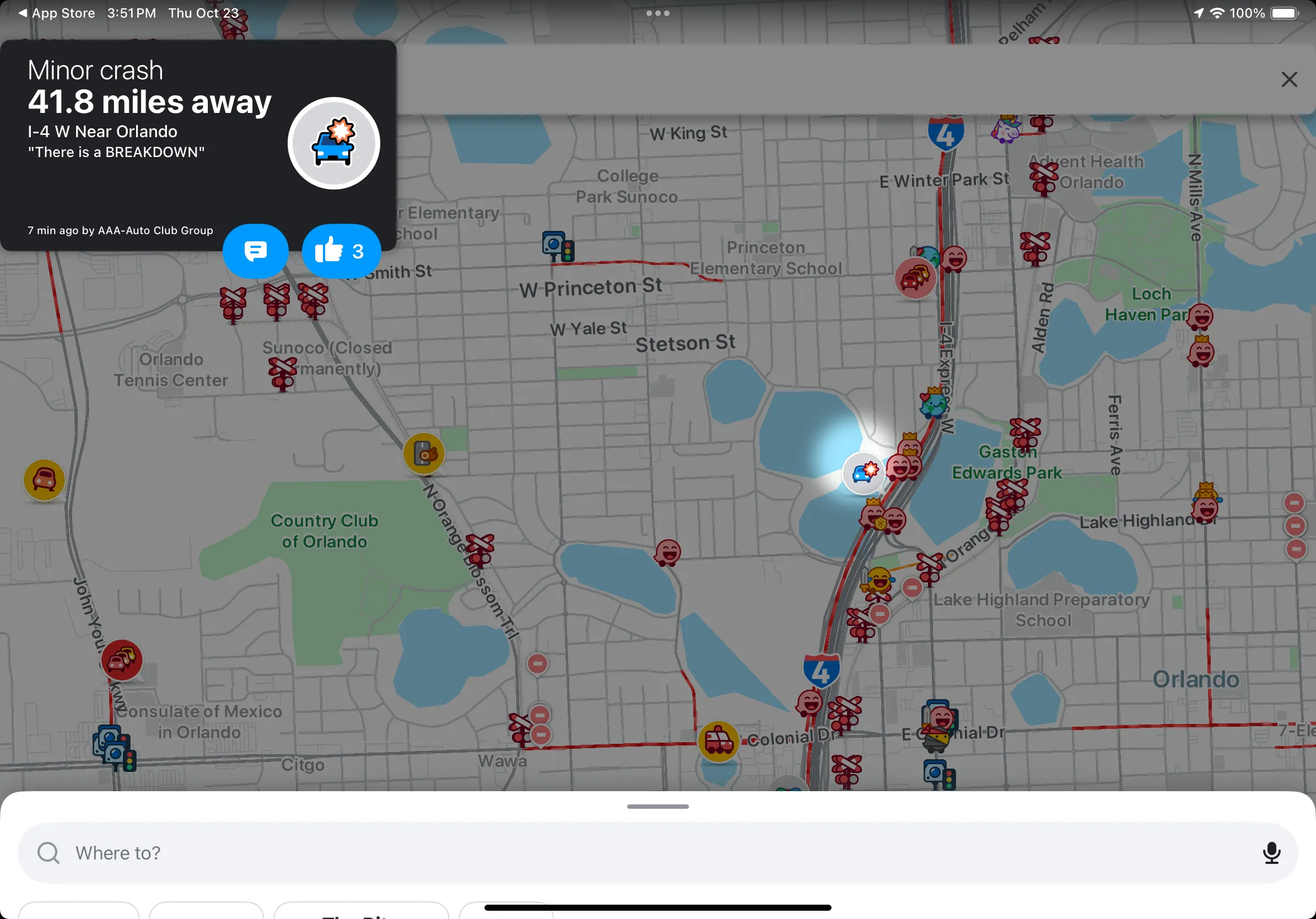 Waze hiển thị cảnh báo giao thông do cộng đồng báo cáo: tai nạn, vật cản, bẫy tốc độ